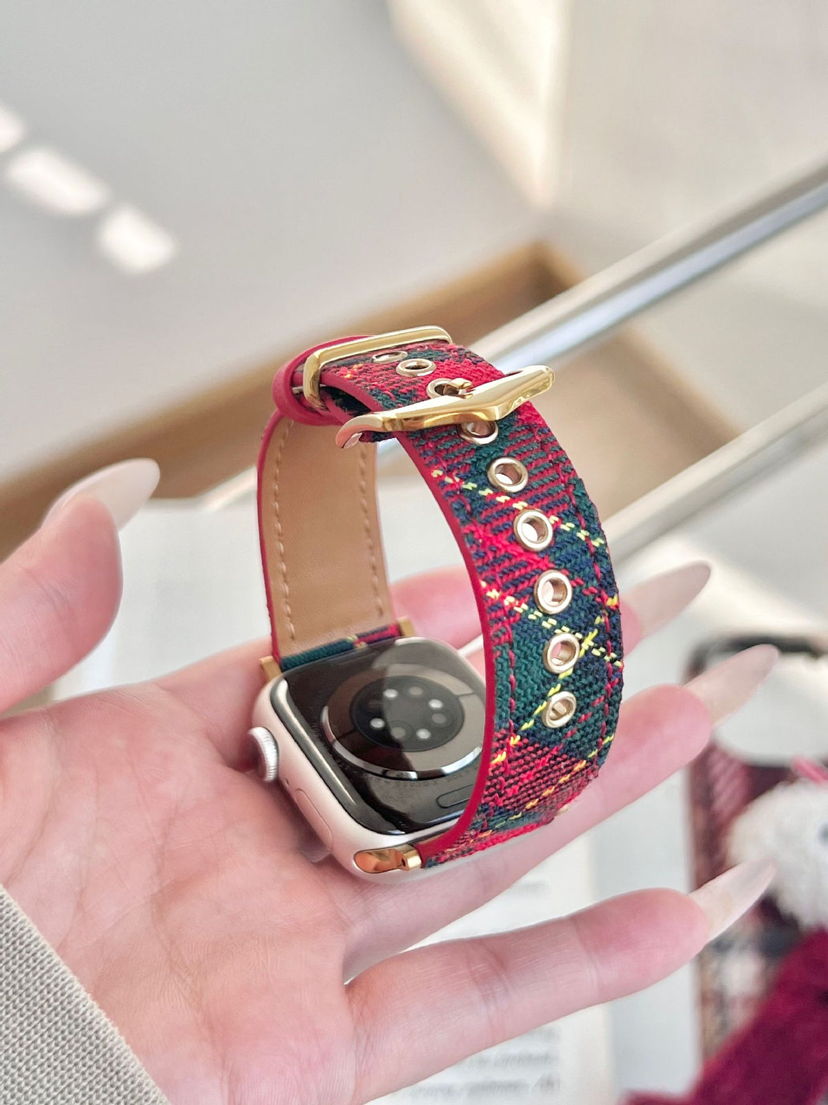 Bracelet de montre en laine et cuir pour Noël