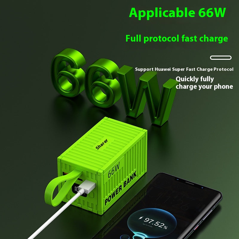 Conteneur de grande capacité créatif avec ligne 66W Super Fast Power Bank 20000 MA Mobile Powe