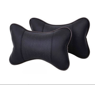 Oreiller cou de voiture-noir-PU cuir + PP coton-1 pièce