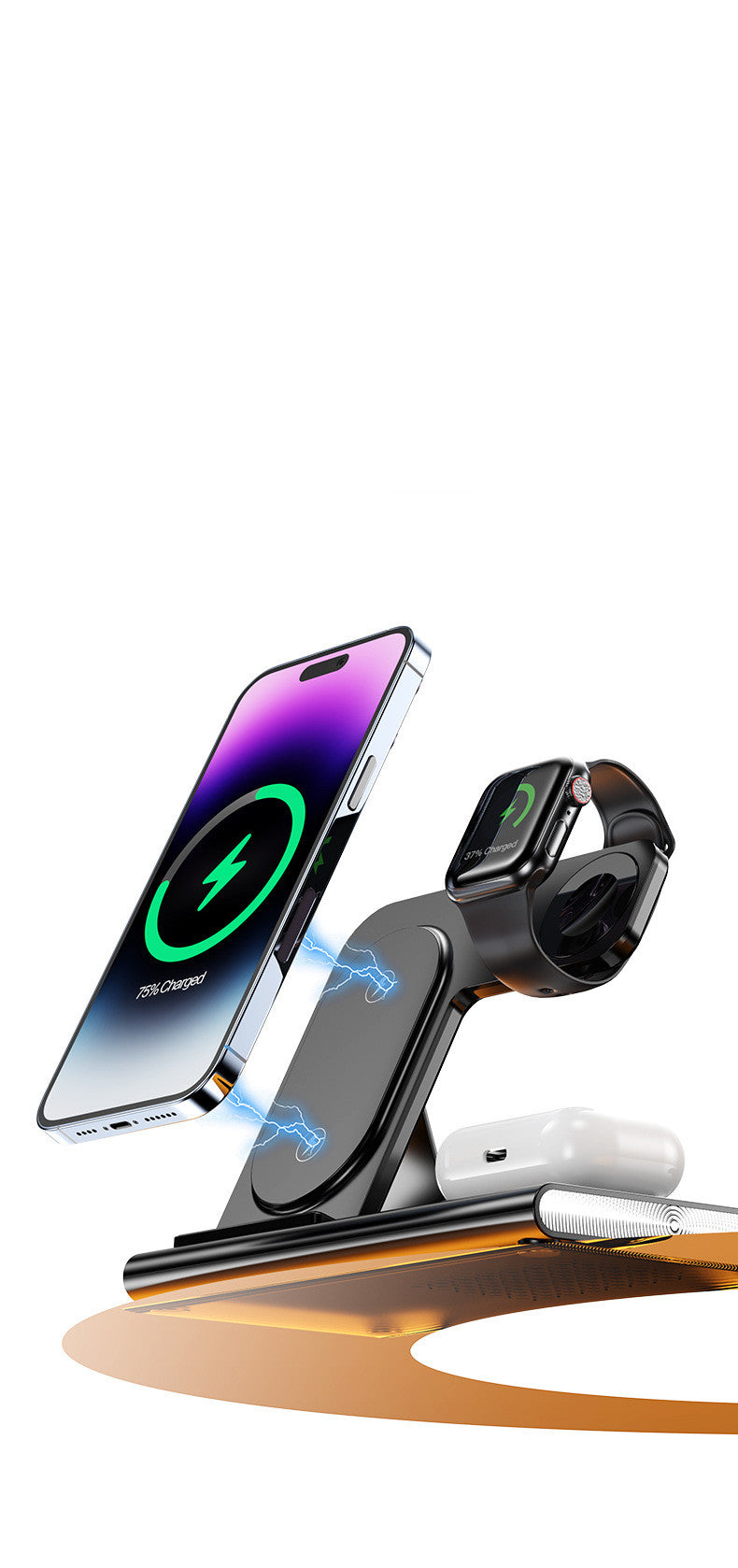 Chargeur quatre en un sans fil pliant mode