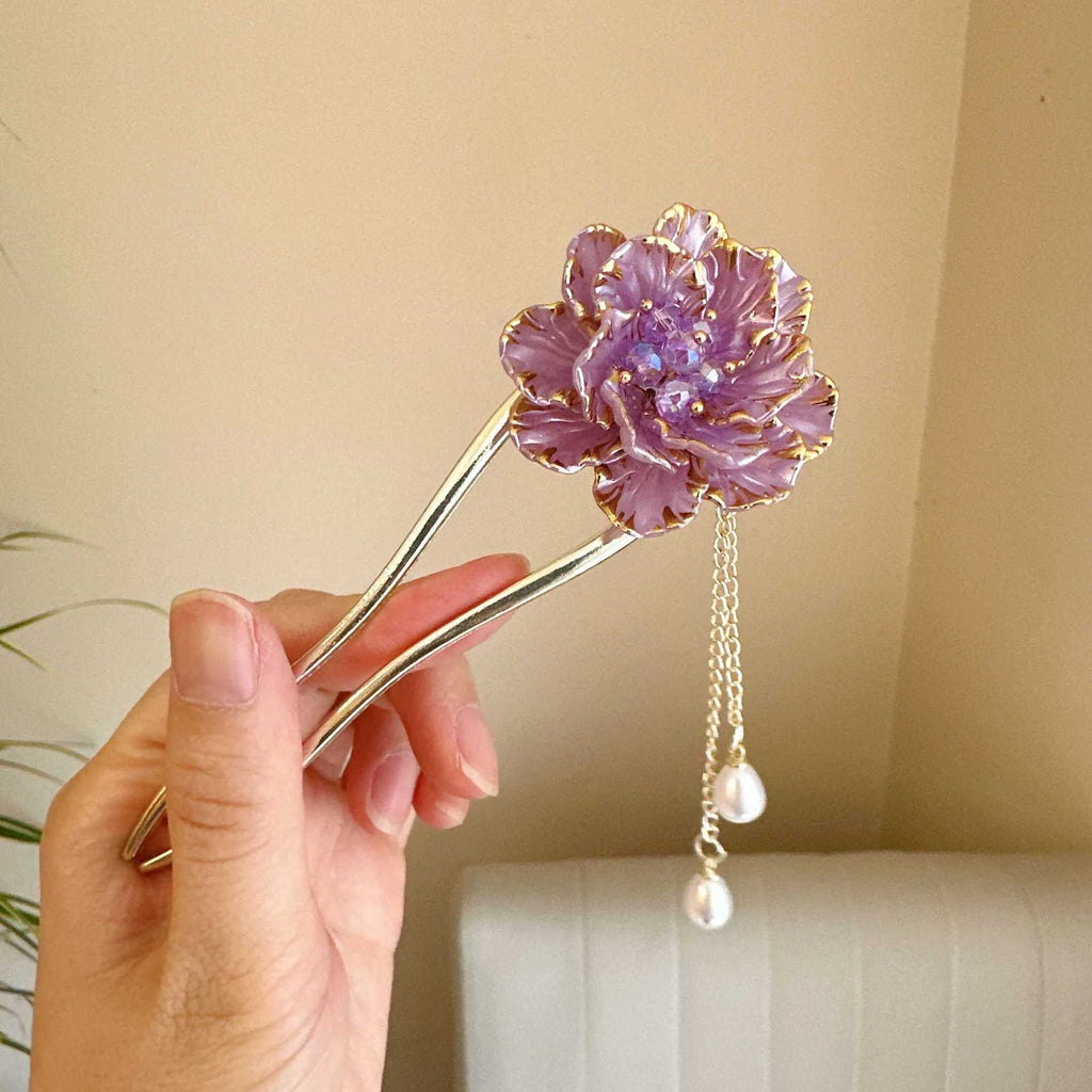 Femelle rétro exquise fleur de pivoine épingle à cheveux en U