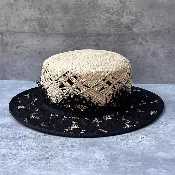Handmade Raffia Vintage Lace Sun Hat