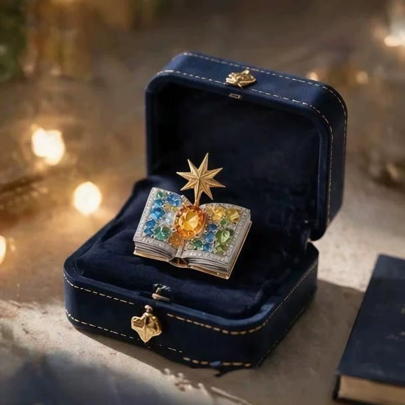 Broche mode entièrement incrustée de diamant en huit points Star Fairy Book