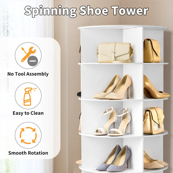 Rack de chaussures en bois composite, 60x60x184cm, blanc