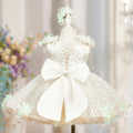 Perle de paille fleur fille robe princesse Gala Gown