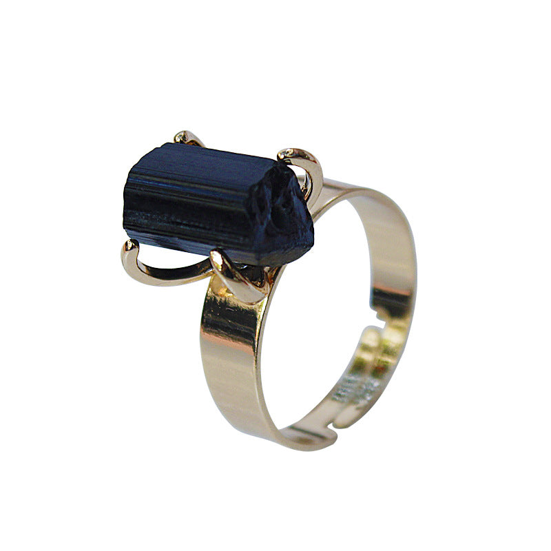 Anneau Tourmaline noir naturel