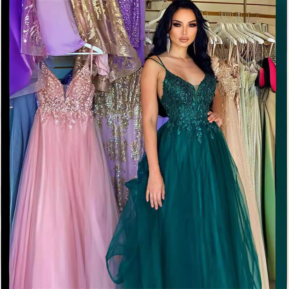 Robe de soirée pour banquet vert foncé