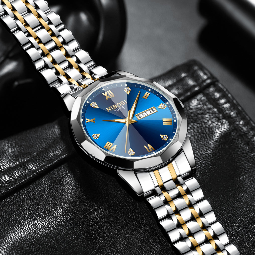 Montre bracelet en acier pour homme Quartz Lumineux étanche