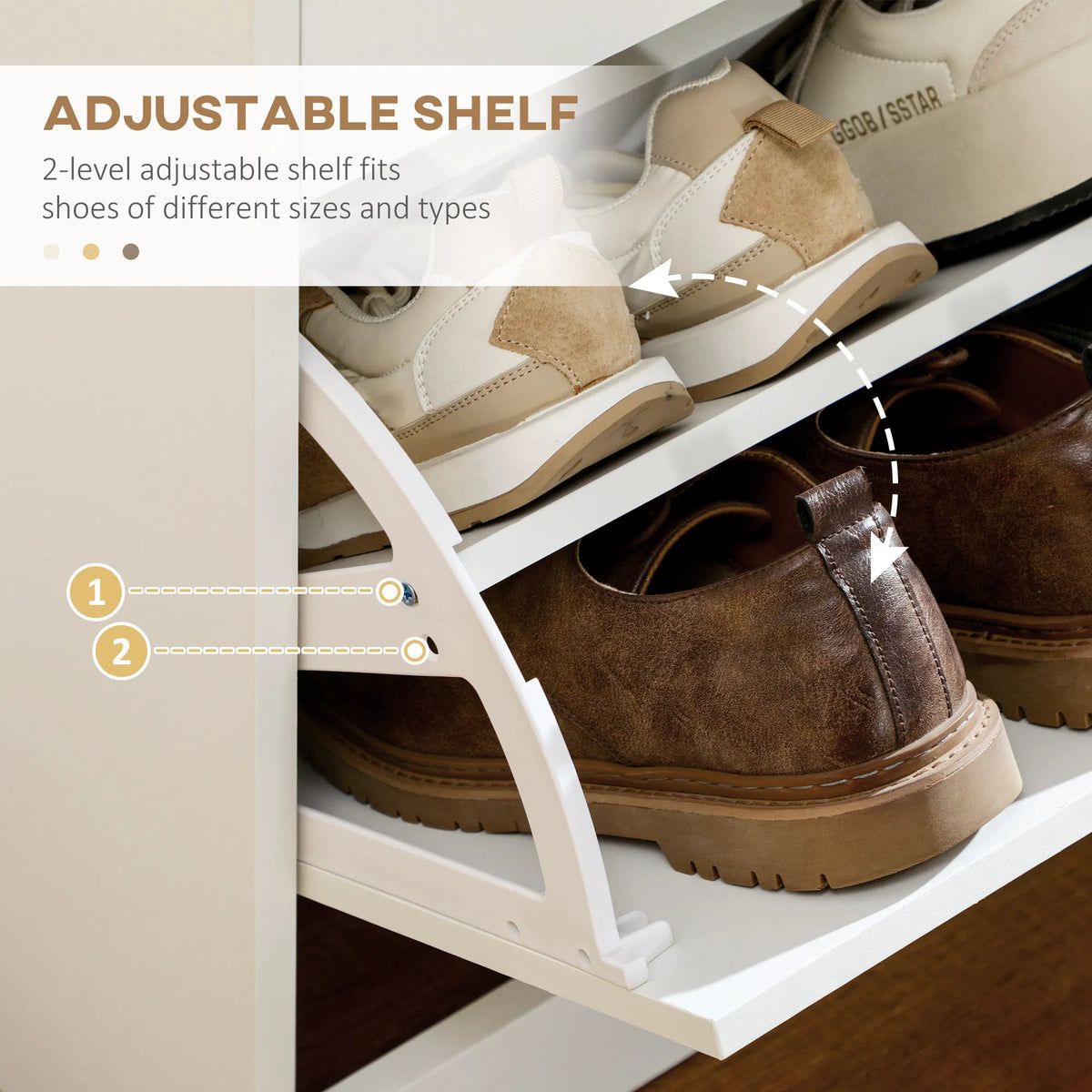 Rangement étroit de chaussures avec 2 tiroirs et étagères réglables