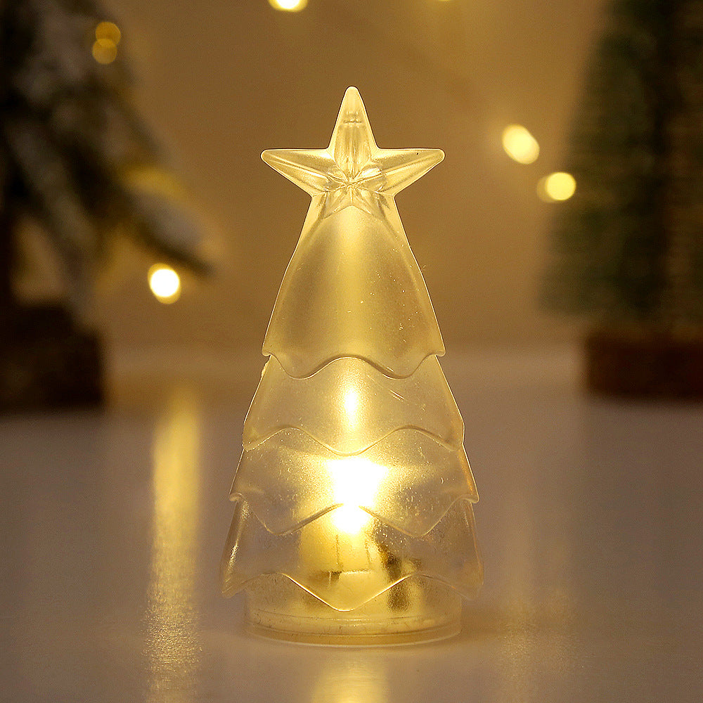 Décorations de Noël Arbre de Noël transparent cristal nuit lumière bougie numérique Atmospe