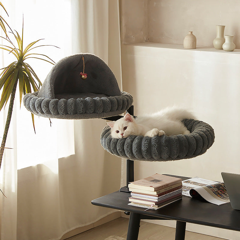 Arbre de chat de bureau avec plate-forme tournante et hauteur réglable