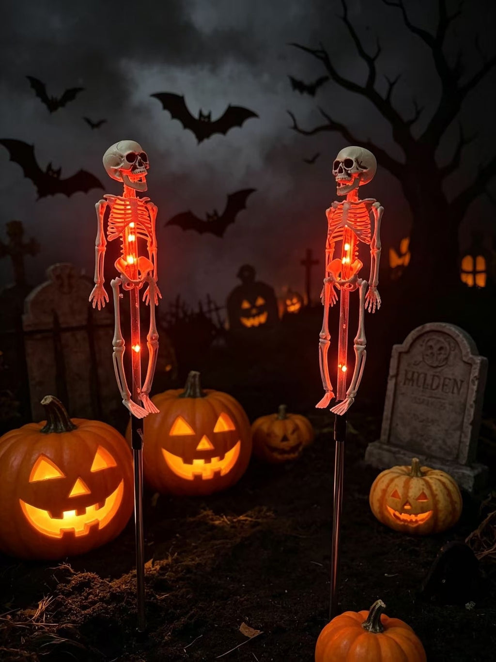 Lampe au sol solaire pour le crâne d'Halloween