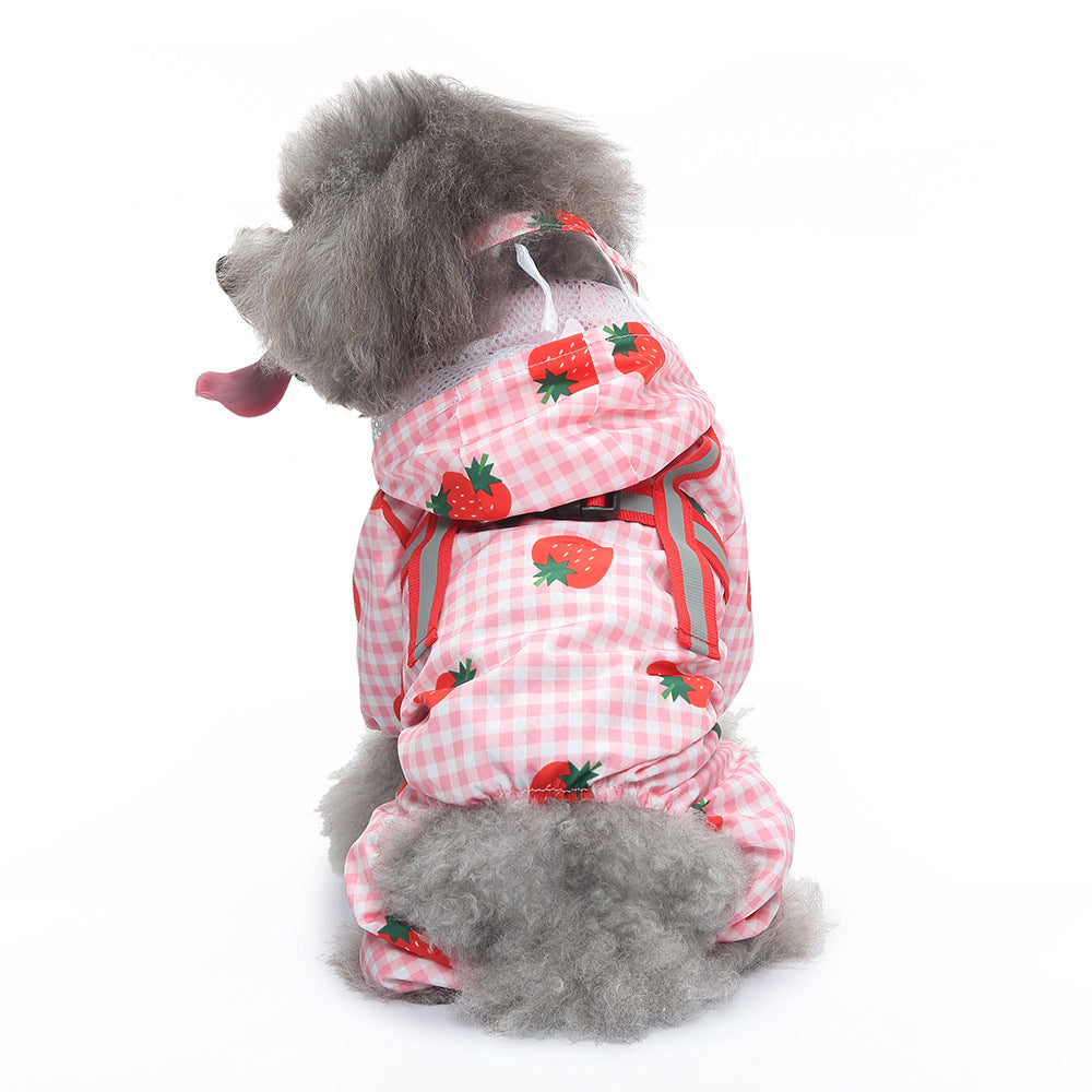 Pet Sound Dog Raincoat à quatre pattes Reflective Raincoat Pattern Dog Four Seasons Universal