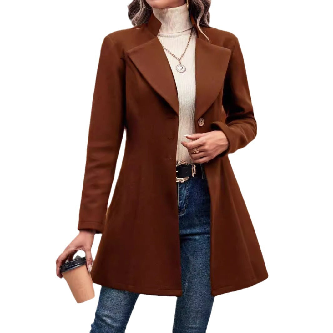 European and American Foreign Trade Hot-Selling Amazon Femmes automne et hiver Lapel Sli