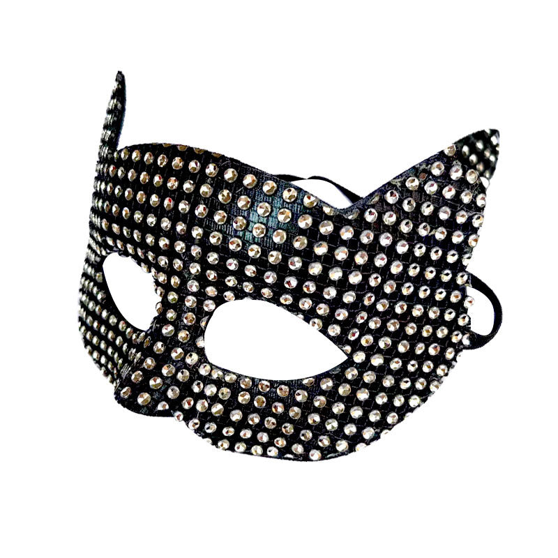 Performance Masquerade d'Halloween Cristaux Stick-on Cat Hommes et femmes Masque