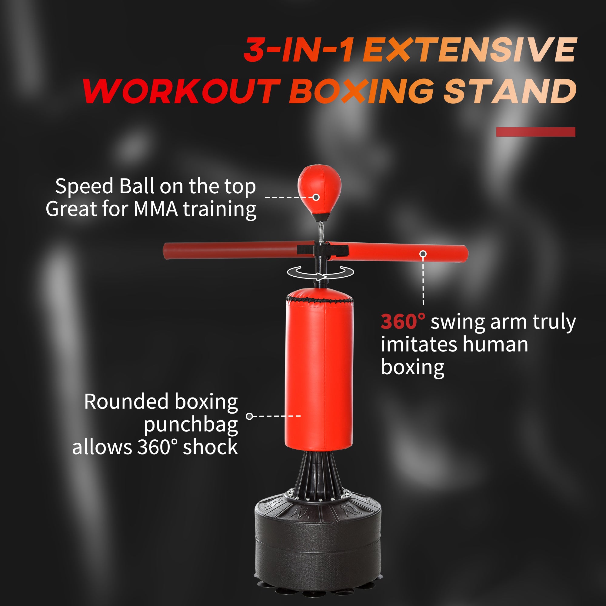 Sac de boxe, Sac de poinçonnage autonome avec balle de vitesse, barre de boxe rotative et gants, Wei