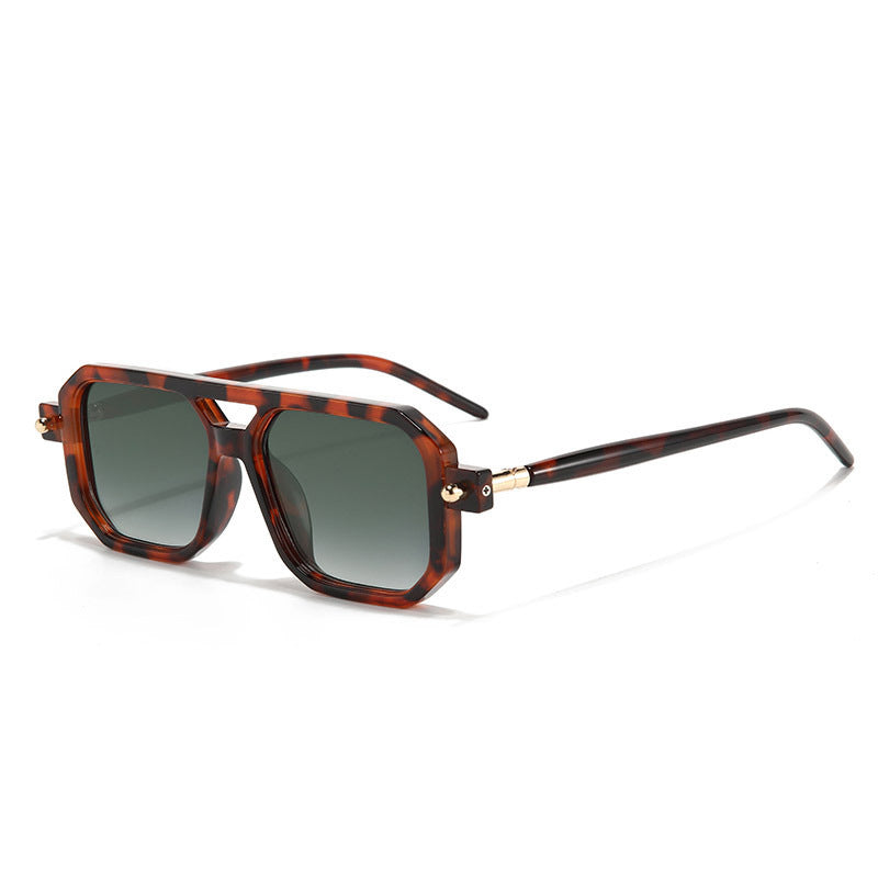 Lunettes de soleil à double pont Square-frame de style Street avec un Premium