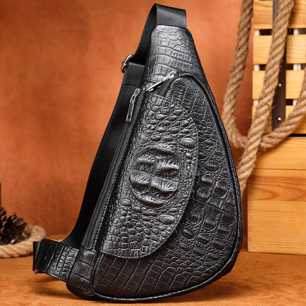 Sac de poitrine en cuir véritable pour homme