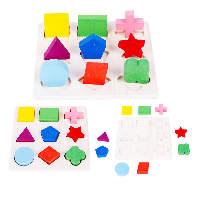 Conseil de reconnaissance de la forme des enfants Jouets éducatifs Montessori Puzzle Equal Points 3D Puzz