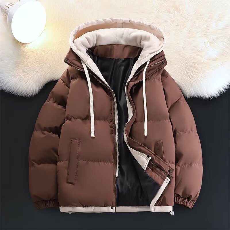 Couples Étudiant faux deux-pièces Puffer Veste en coton manteau