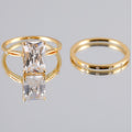 S925 Argent plaqué or 3,5ct Coupe émeraude Moissanite bague de mariage ensemble D Couleur VVS1 Taille US