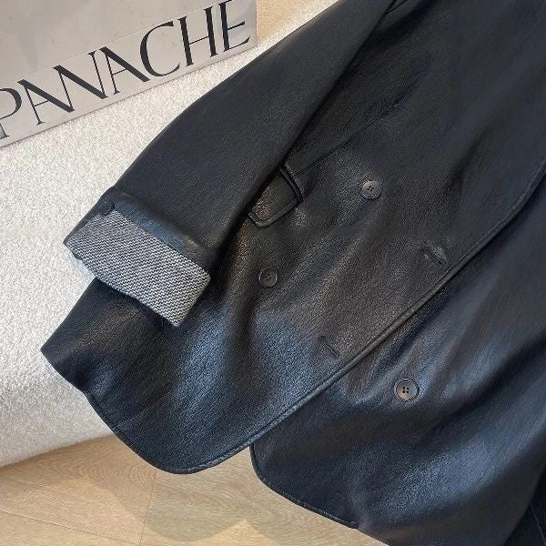Veste en cuir souple de style coréen