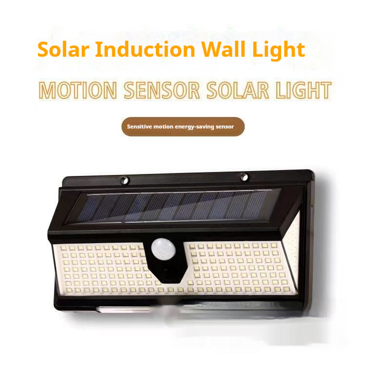 Lampe solaire murale à détecteur infrarouge extérieur lampe trois côtés lumineux lampe de jardin rouge et bleu