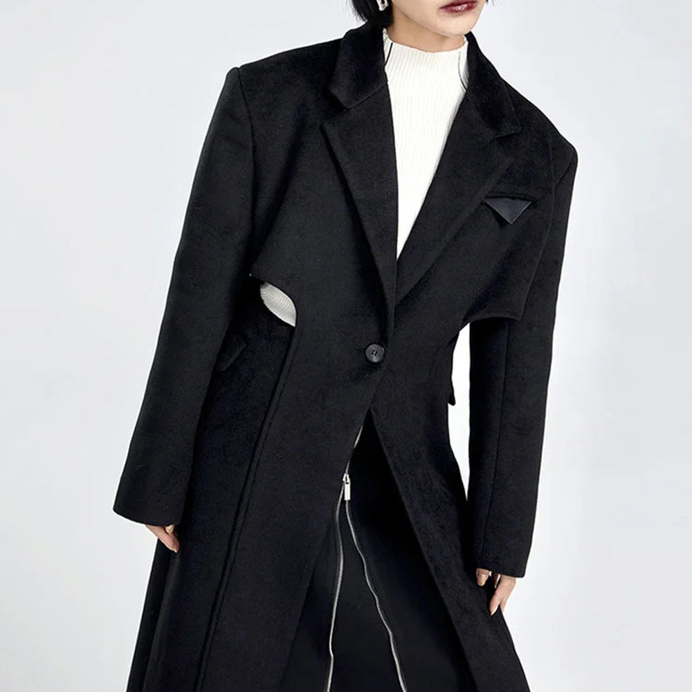 Faux manteau en laine longue en deux parties