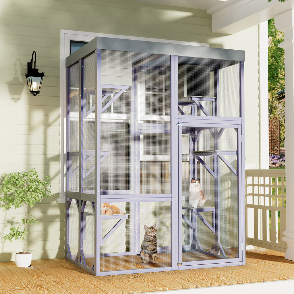 Catio extérieur en bois Boîtier multifonctionnel pour chats