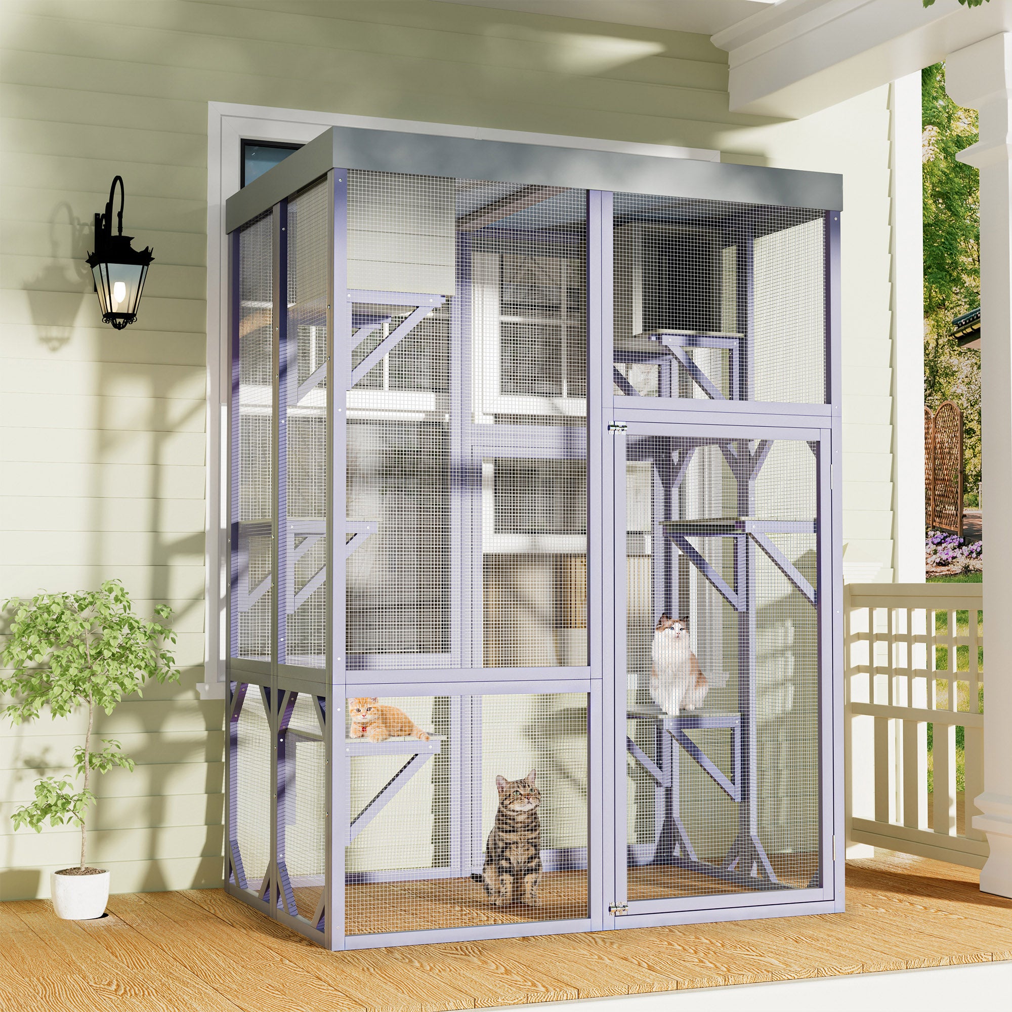 Catio extérieur en bois Boîtier multifonctionnel pour chats