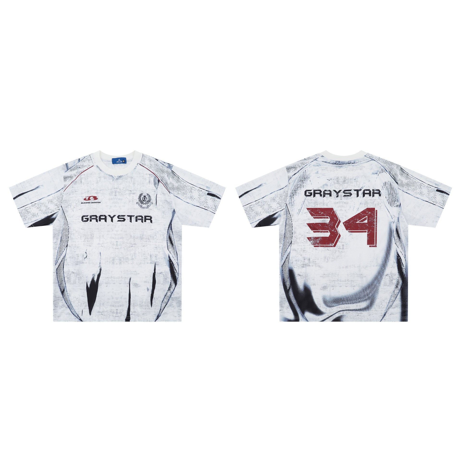 T-shirt imprimé noir et blanc manches courtes col rond