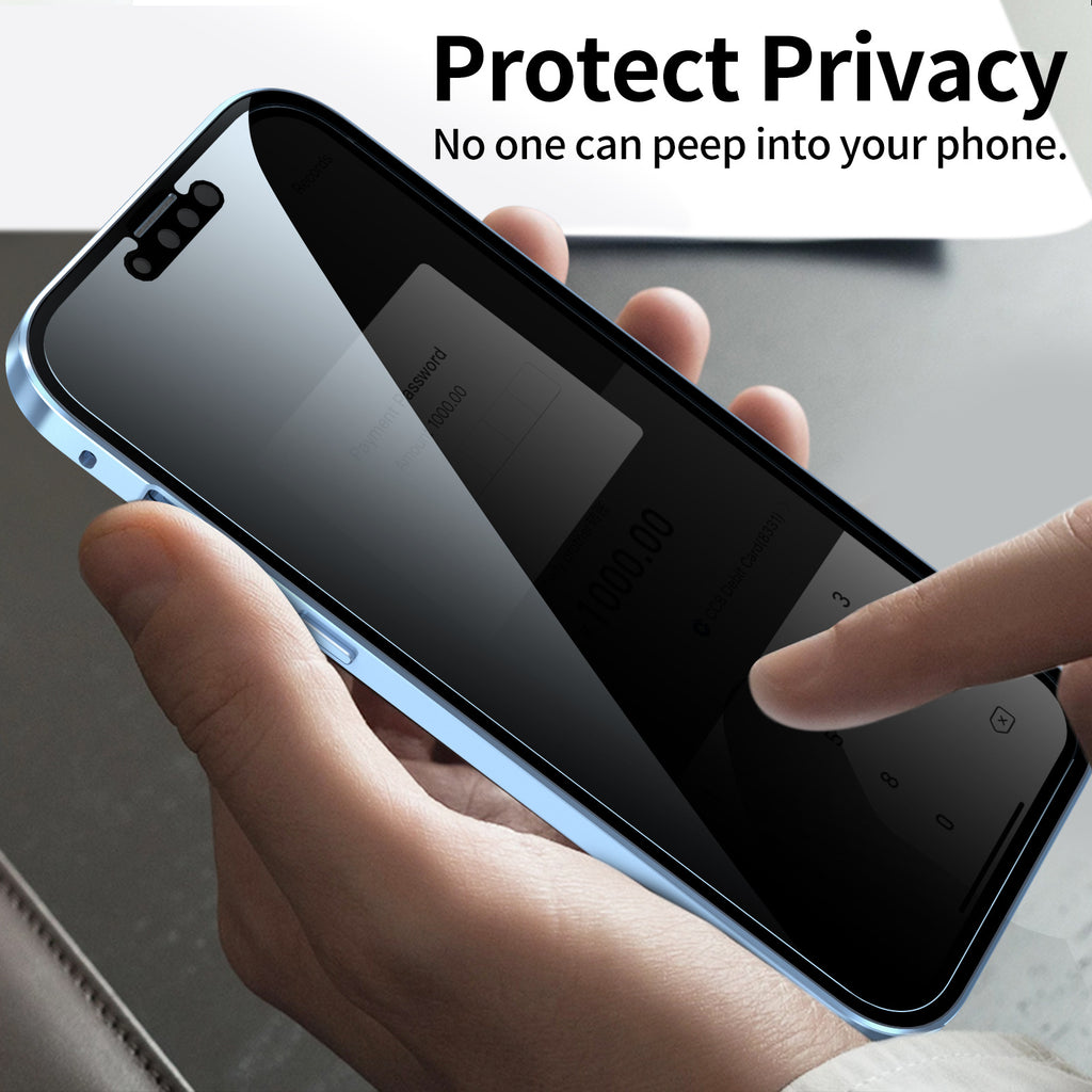 Protection de la vie privée Magneto Phone Case Double face métal cadre