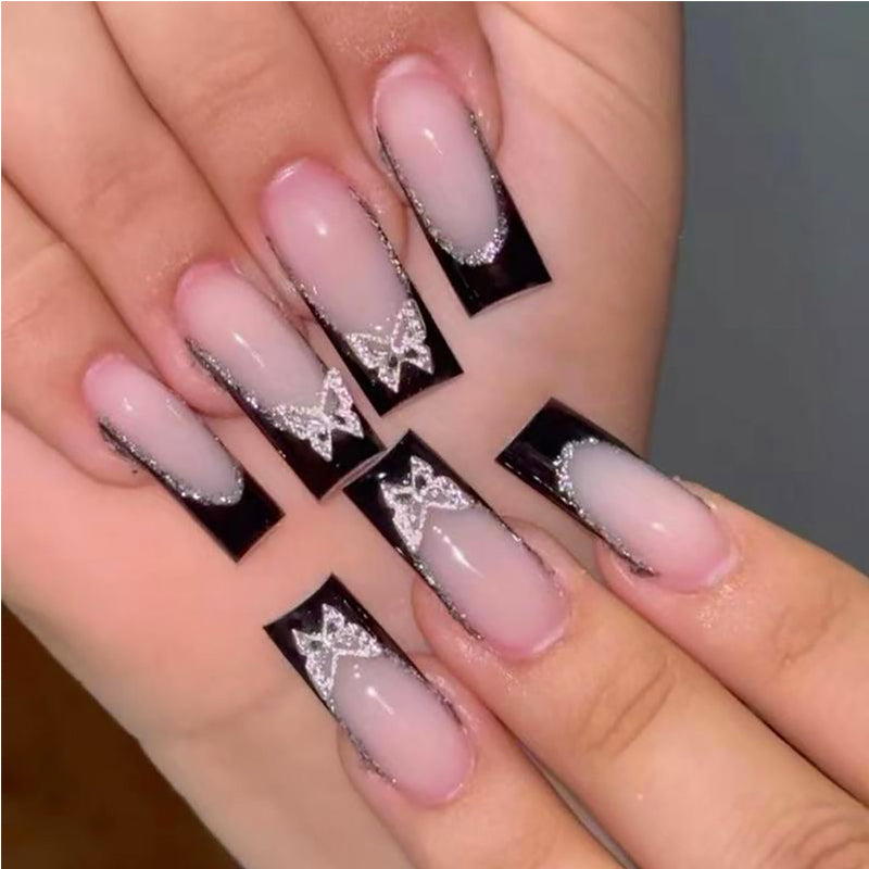 24 PCS Black P encre papillon ongles art