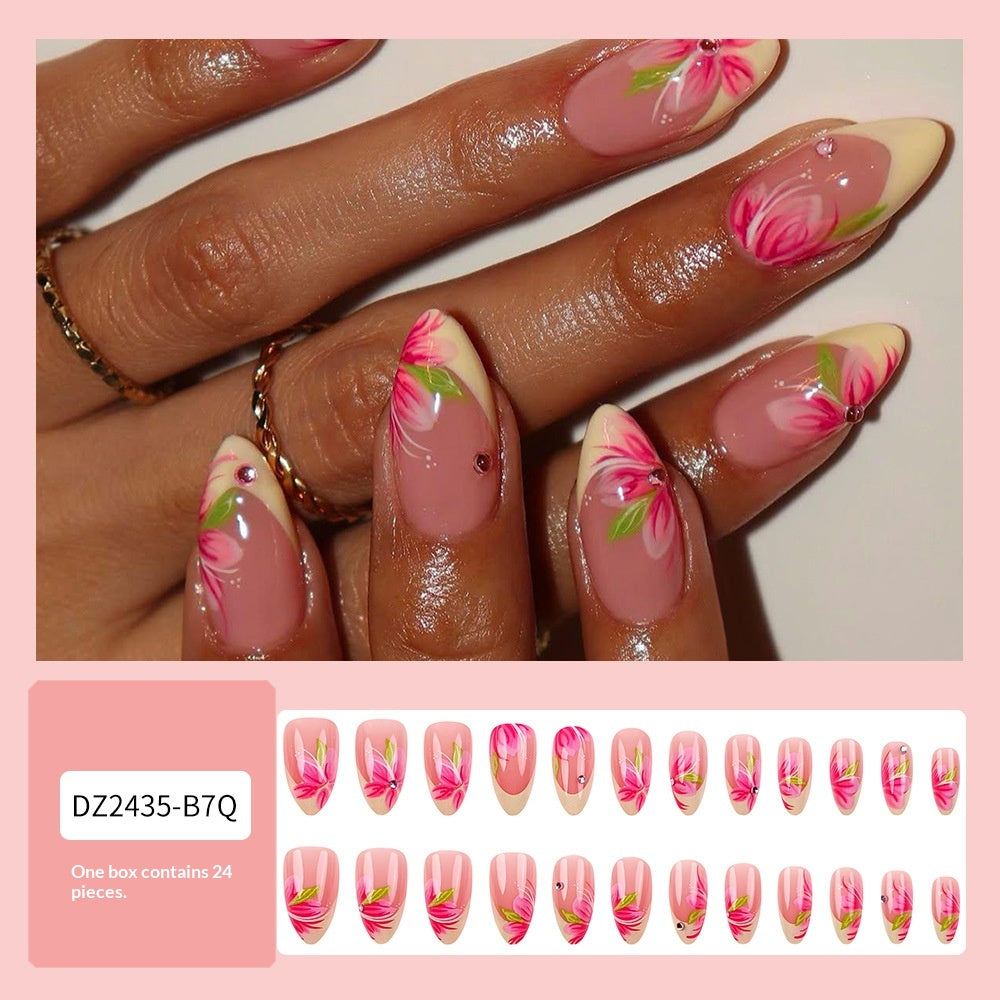 Stickers 24 Pièces en forme d'amandes en forme d'amandes à ongles à fleur en acrylique avec 3D E