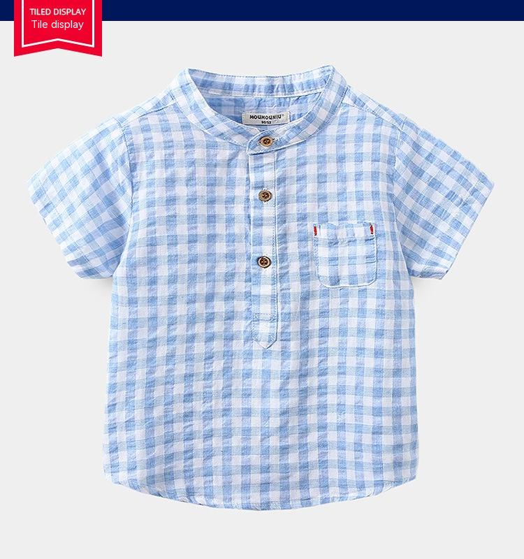 Chemise à manches courtes en coton bleu pour enfants