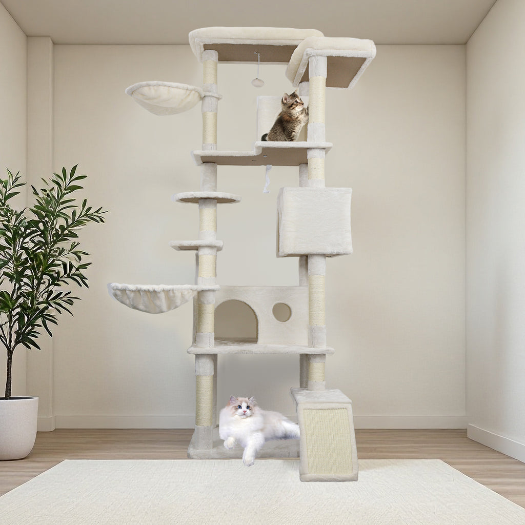 84 dans la tour Beige chat arbre avec grand condo sisal grattement post grand hamac et plateau supérieur
