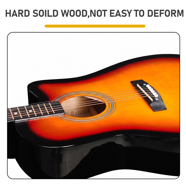 Coucher de soleil 41 pouces Dreadnought en forme de barrique Guitare acoustique avec choix