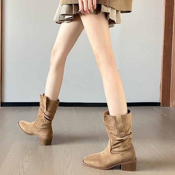 Bottes denim de mode rétro pour femmes