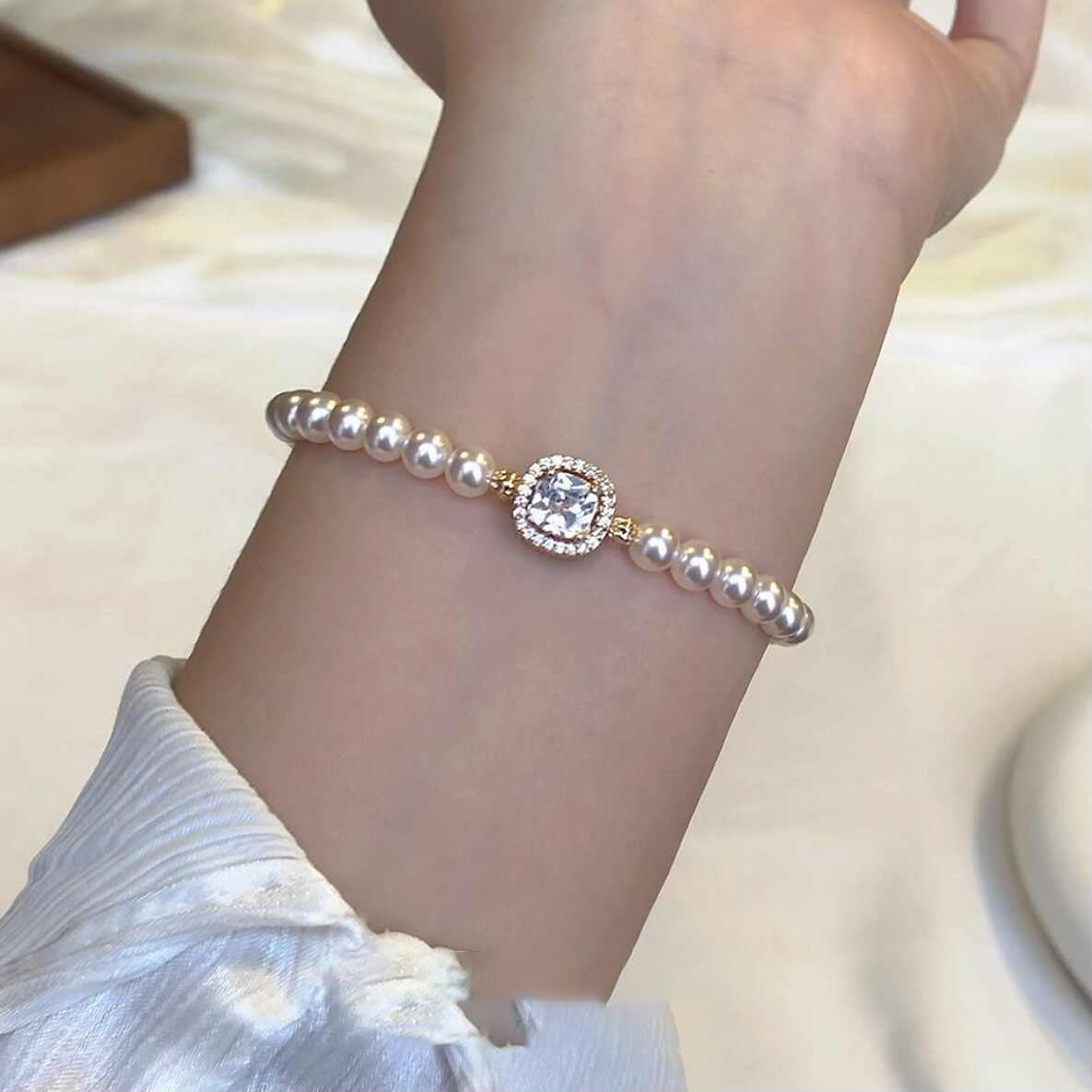 Bracelet de perles Swarovski pour petits cubes de sucre étincelants