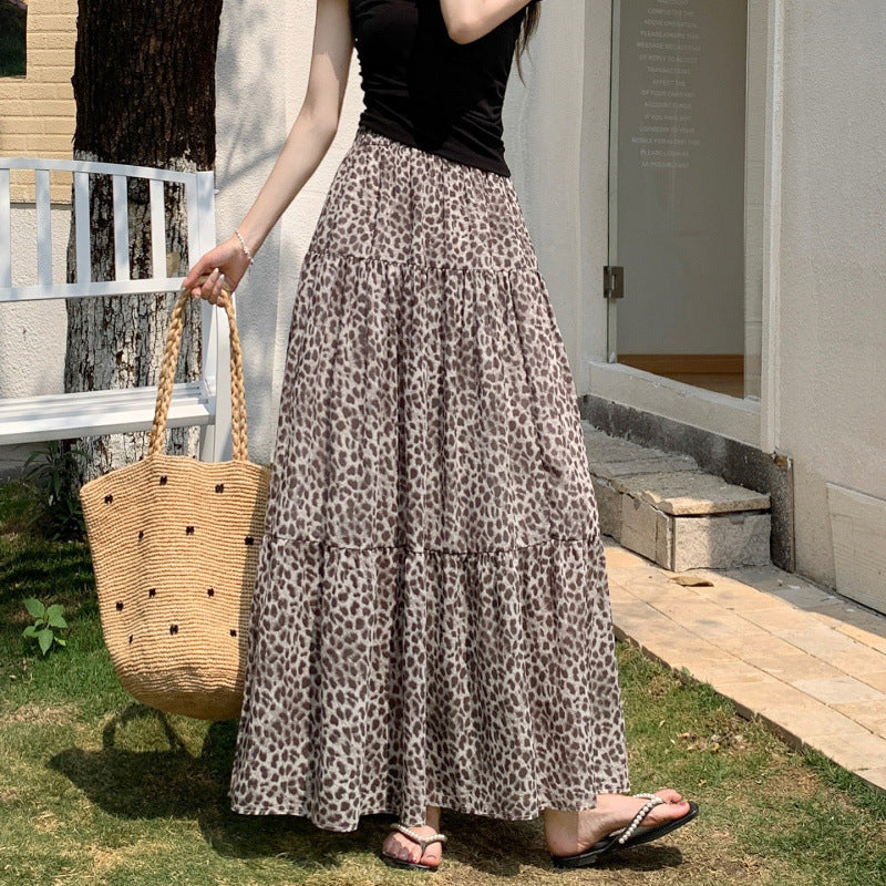 Robe Midi Léopard imprimé vintage pour femmes