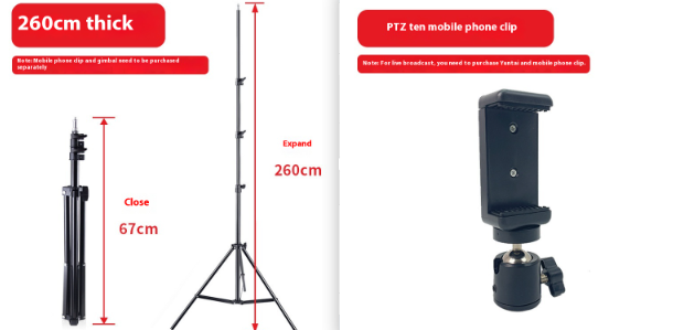 Mobile Live Streaming Photographie Support de lumière de remplissage télescopique