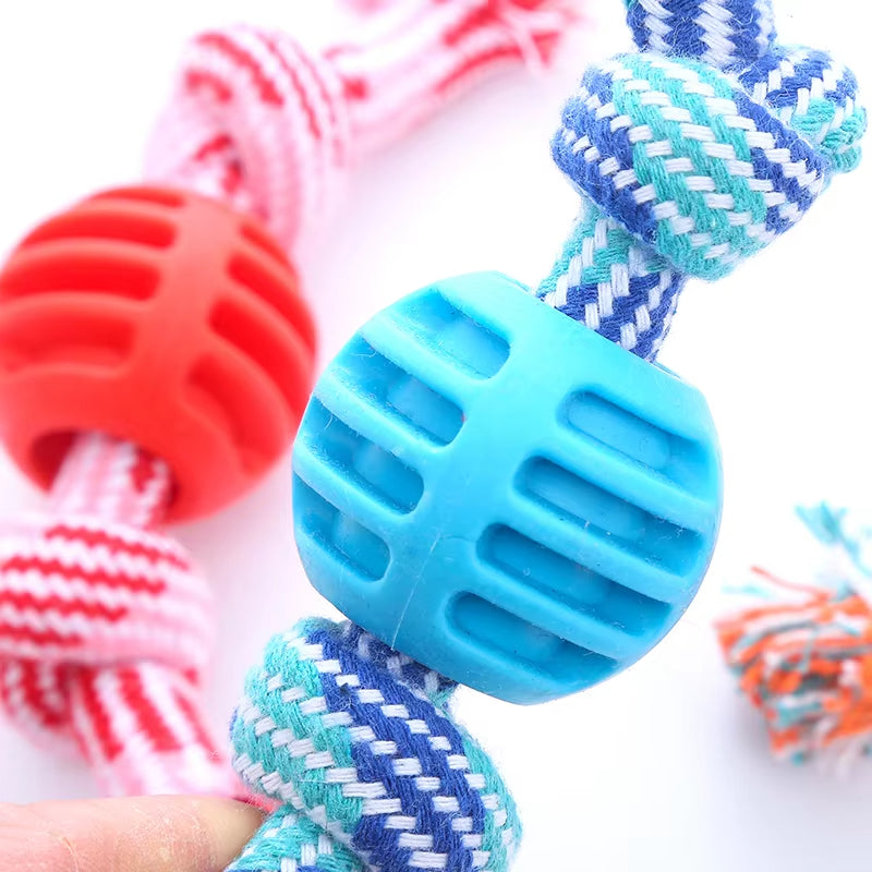 Jouet de chien de chien Corde de coton Double noeud boule résistant à la morsure de dents Toy de nettoyage de balle Pet Suppli