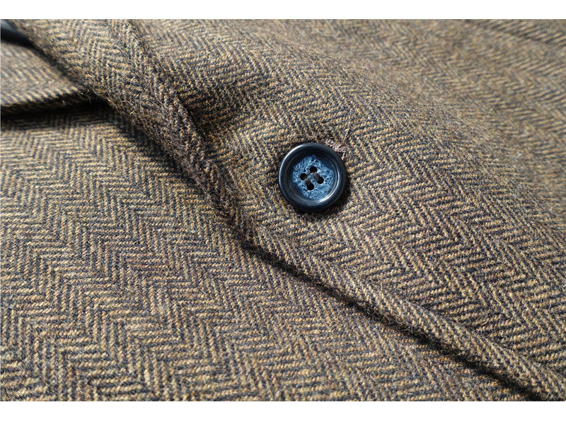 Style américain Vintage Herringbone Tweed lourd poids veste de travail en laine