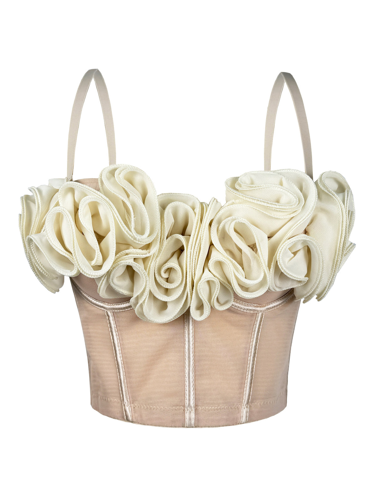 Trois-Dimensionnelle Flower Fishbone Bra Pure Desire Tube Top Mesh Breathable Inner Fishbone
