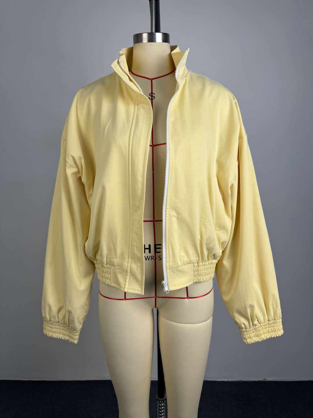 Stand Collier Zip Up Cropped Bomber Jacket