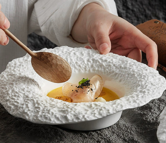 Chapeau de paille Plaque céramique Deep Plate Dîner Plaque Soupe Bol Salade