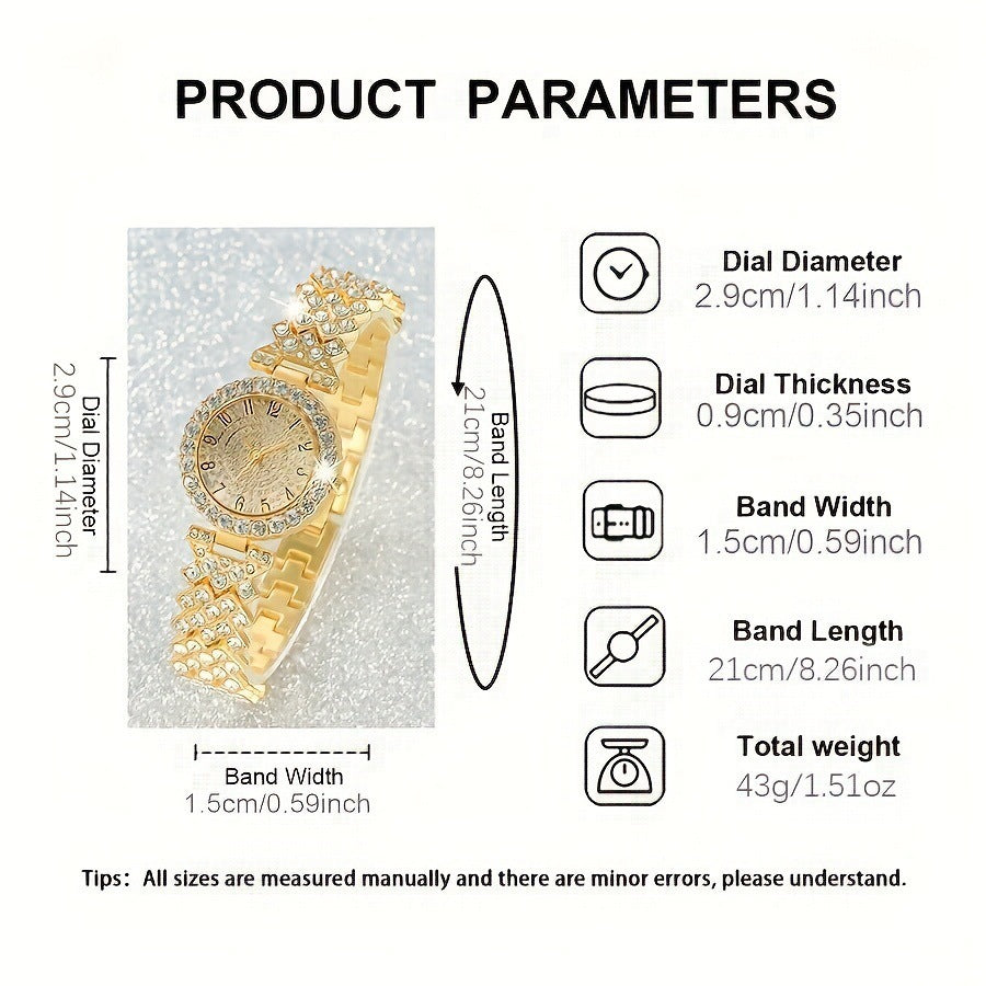 Montre et bracelet incrustés de diamants pour femmes
