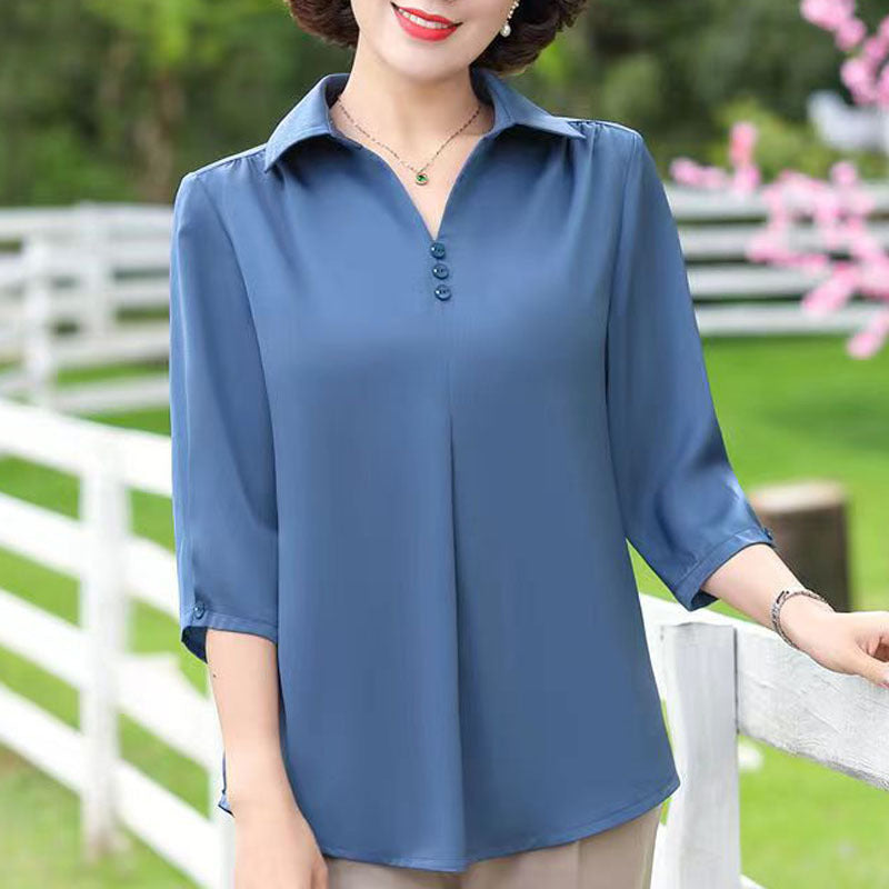 Été Blouse pour femmes de couleur solide Top