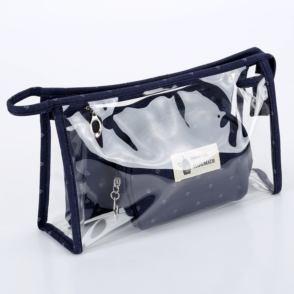 Set transparent de sac de voyage cosmétique trois-pièces