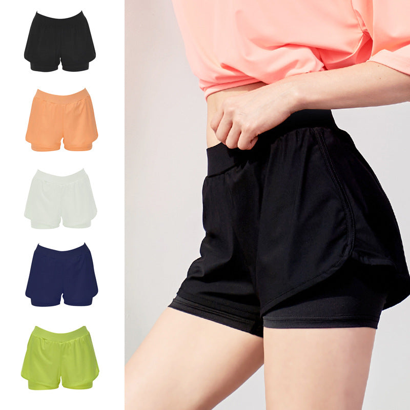Trunks de natation sports féminins faux deux-pièces angle plat conservateur anti-courant lumière S